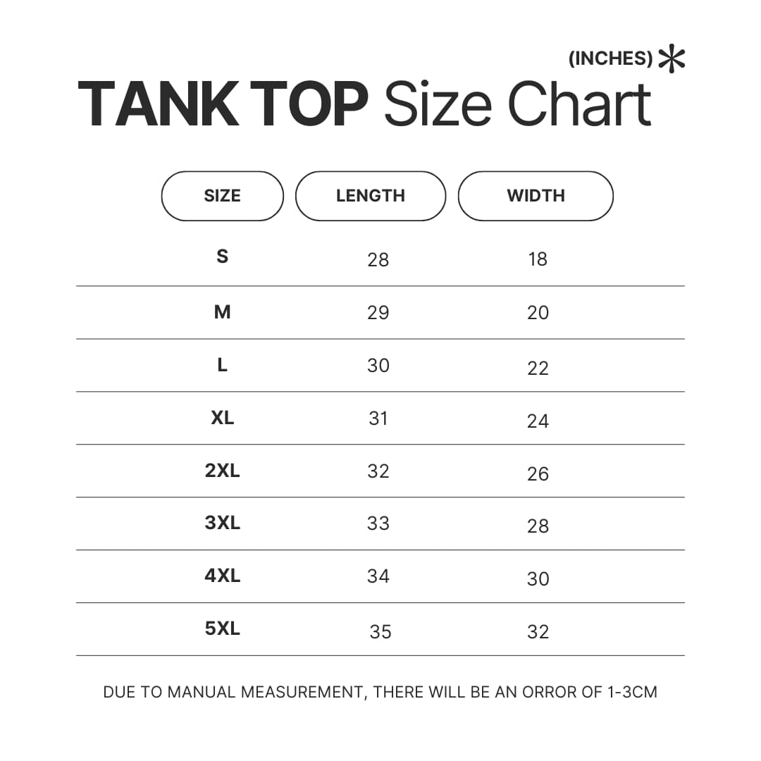 Tank Top Size Chart - Madoka Magica Store